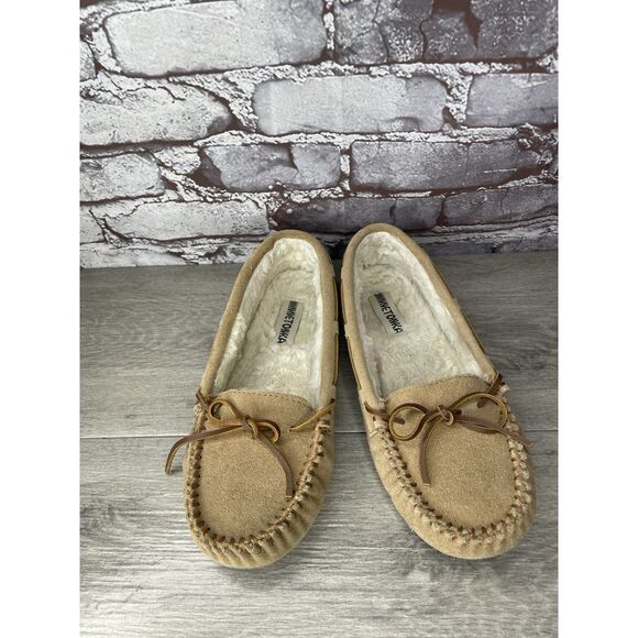 Minnetonka Cally Suede Faux Fur Lined Slip On Slippers Women Sz 10M US/41EU 4052 - Picture 7 of 16